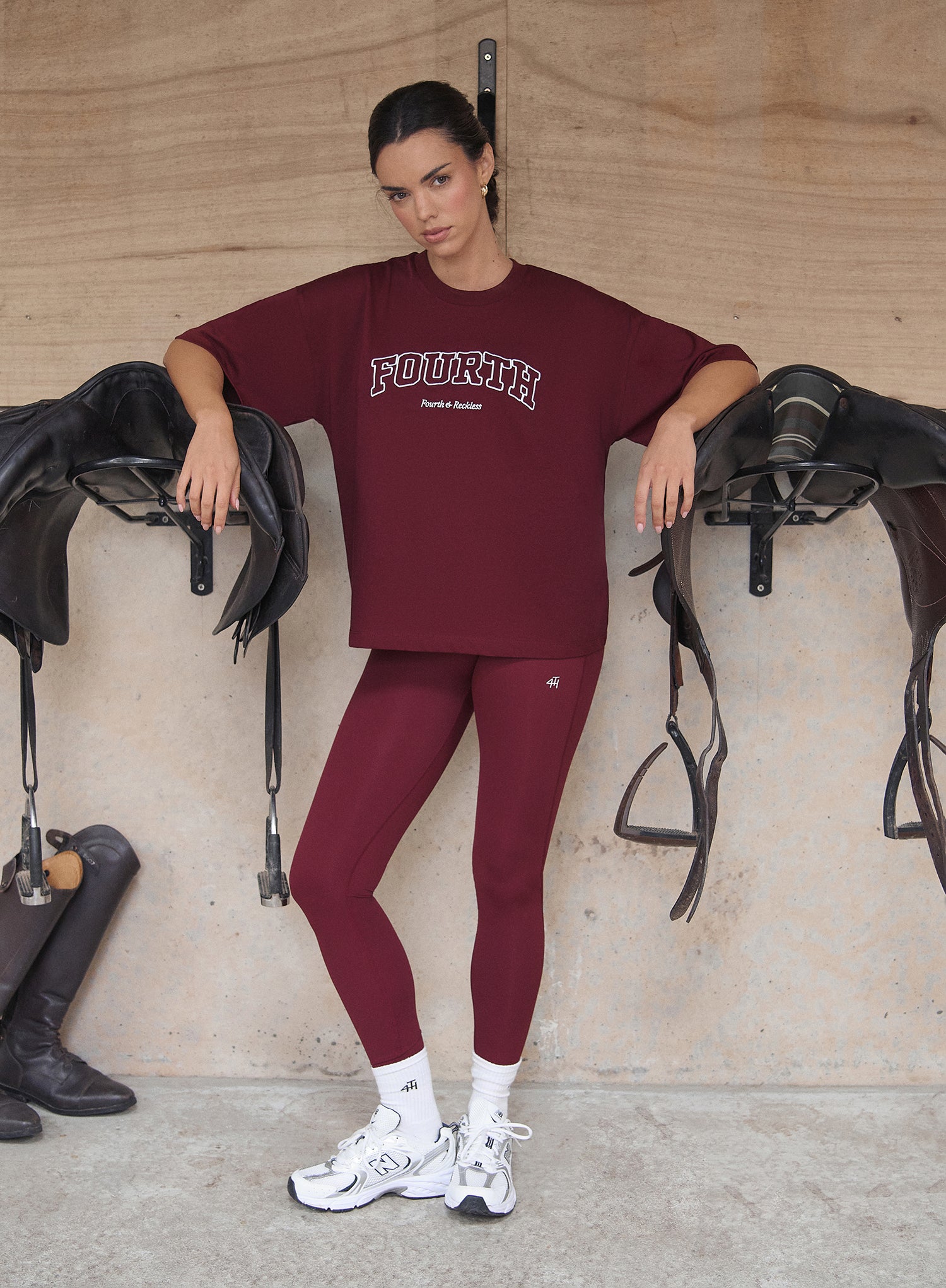 Burgundy Fourth Slogan Oversized Tee